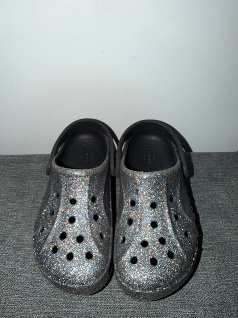 CROCS Kids Glitter Clogs - Silver Multicolor Sparkle